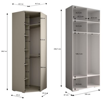 Garde-robe Inova 2 porte battante 236,7/181,7/47  5 portes (gris)