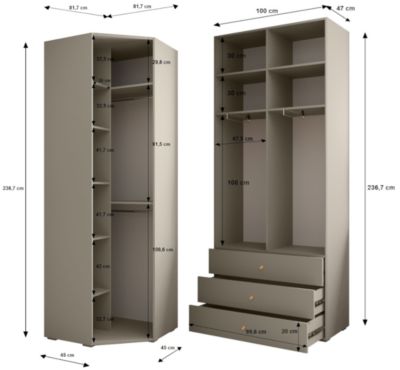 Garde-robe Inova 2 porte battante 236,7/182/47 5 Portes (noir)