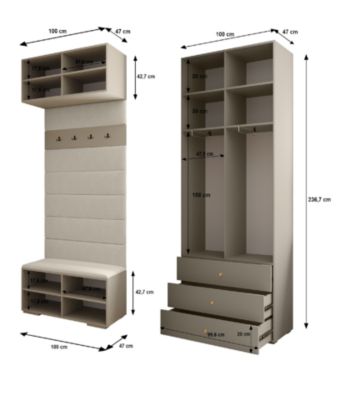 Garde-robe Inova 2 porte battante 236,7/200/47 2 Portes (blanc)
