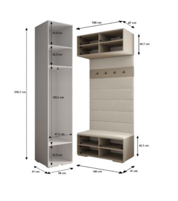 Garde-robe Inova 3 porte battante 236,7/150/47 1 Portes (noir)