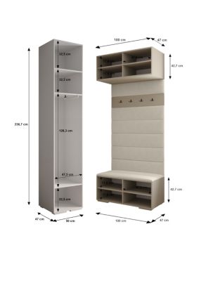 Garde-robe Inova 3 porte battante 236,7/200/47 2 Portes (gris)