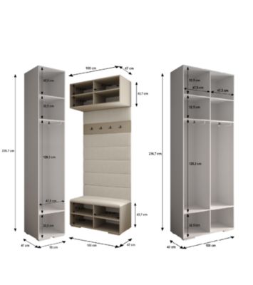 Garde-robe Inova 3 porte battante 236,7/250/47 3 Portes (blanc)