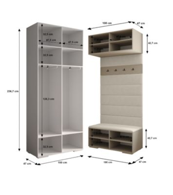 Garde-robe Inova 3 porte battante 236,7/300/47 4 Portes (blanc)