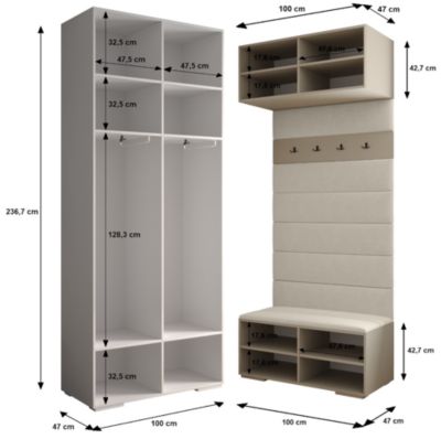 Garde-robe Inova 3 porte battante 236,7/300/47 4 Portes (blanc)