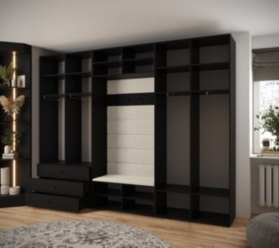 ABIKSMEBLE Inova 1 Armoire D'angle - Penderie Avec Etagères Et Barres - Meuble De Rangement - Pour Chambre à Coucher, Chambre D'Adolescente, Entrée - 236,7x81,7x47cm - Noir, Noir
