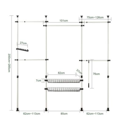Garde-Robe Système Herkule Penderie Télescopique Portant Vêtement, KLS04-W, SoBuy