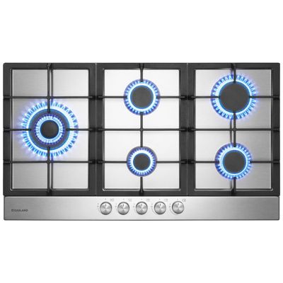 GASLAND Plaque de Cuisson à gaz GH2905SS1FC encastrable 5 Feux, Plaque gaz Inox 90 cm Brûleur Wok