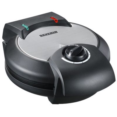 Gaufrier compact acier inoxydable brossé et noir WA2103, 1200 W, thermostat réglable