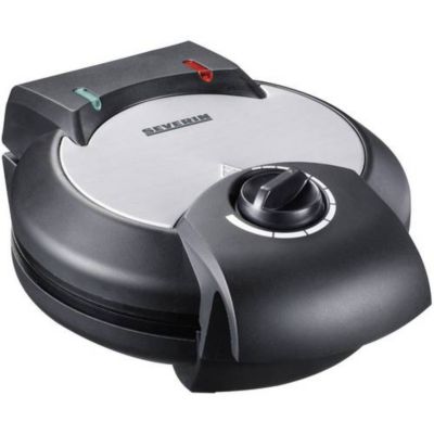 Gaufrier compact acier inoxydable brossé et noir WA2103, 1200 W, thermostat réglable