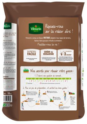 VILMORIN Gazon Rustique 1kg + Gazon Ombre 1kg - Semences Hautes Qualités
