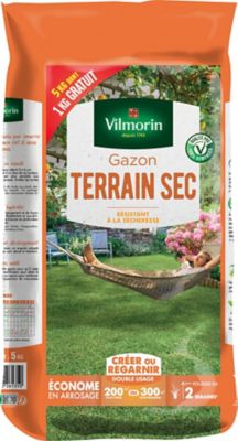 Gazon Terrain Sec Vilmorin – 250 G, Pour Sols Pauvres Et Secs, Résiste à La Sécheresse