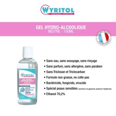Gel hydro-alcoolique désinfectant pour les mains 100ml Wyritol