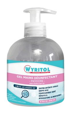 Gel hydroalcoolique flacon pompe 300ml Wyritol