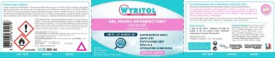 Gel hydroalcoolique flacon pompe 300ml Wyritol