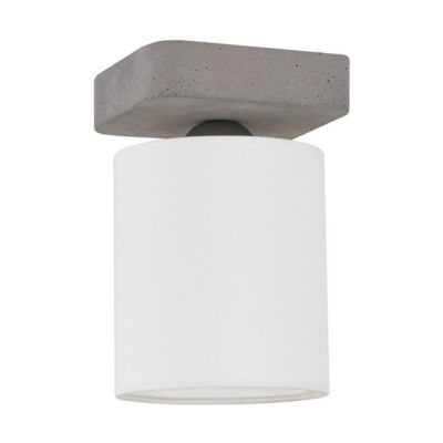 Gentle Applique 1xE27 Max.25W Béton Gris/Abat-jour en Tissu Blanc