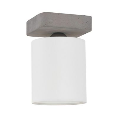Gentle Applique 1xE27 Max.25W Béton Gris/Abat-jour en Tissu Blanc