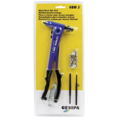 Gesipa 1434803 Pince à rivet aveugle GBM 5 - pose écrous borgnes M4 à M6 alu, jusqu'à M5 acier - mandrins M4/M5/M6 inclus