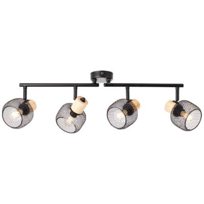 GIADA Barre 4L noir/bois métal/bois E14 4x28W - ampoule non incluse