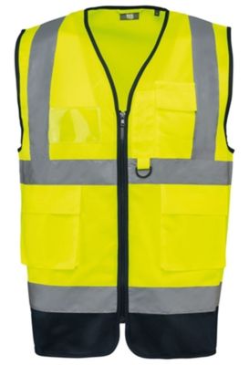 Gilet de sécurité haute visibilité - Unisexe - WK618 - jaune fluo et bleu marine - taille:5XL