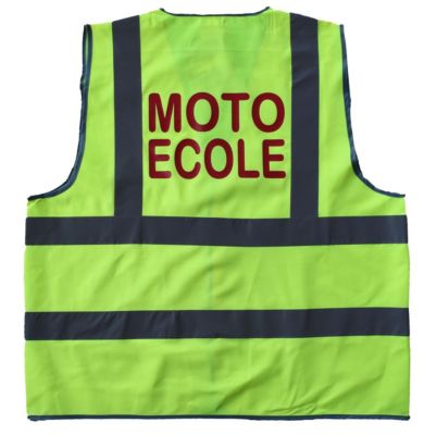 Gilet de sécurité - jaune fluo - marquage au dos MOTO ECOLE - taille:L