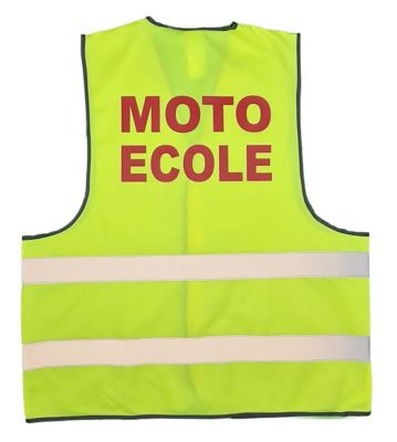 Gilet de sécurité MOTO ECOLE- jaune fluo - imprimé recto verso - taille:XXL