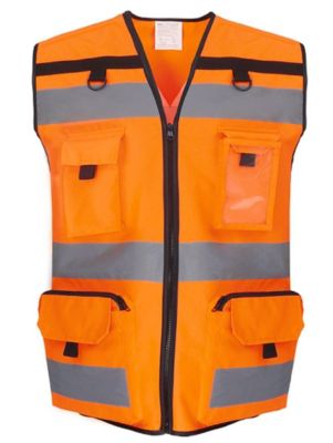 Gilet de sécurité multipoches - Haute visibilité - orange fluo - HVW108 - taille:3XL