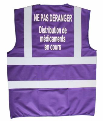 Gilet de sécurité - Ne pas déranger - Distribution de médicaments en cours - violet - taille:XL