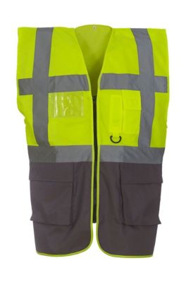 Gilet de sécurité zippé - haute visibilité - jaune et gris - HVW801 - taille:M