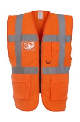 Gilet de sécurité zippé - haute visibilité - orange fluo - HVW801 - taille:M