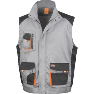 Gilet de travail sans manches multipoches Result LITE Gris / Noir XL