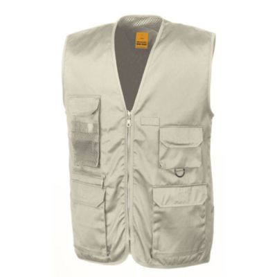 Gilet sans manches reporter multi-poches polycoton Result Camel XL