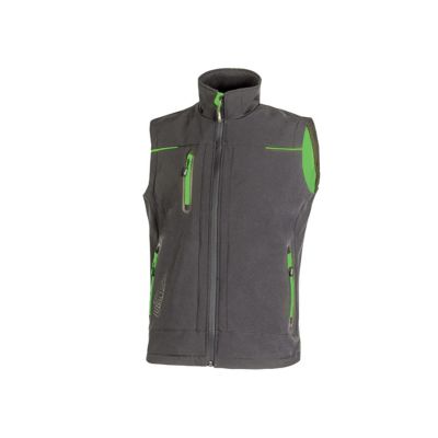 Gilet softshell UNIVERSE gris/vert S FU188RL - doublure micro-polaire, hydrofuge, poches pratiques