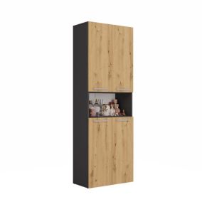 GLAZE - Armoire de salle de bain avec panier à ligne - Style moderne - 174x60x30 cm - Colonne sdb