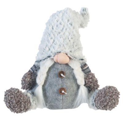 Gnome Décoratif Nain Suédois Gris Tissu Idée Cadeau 35x16x24