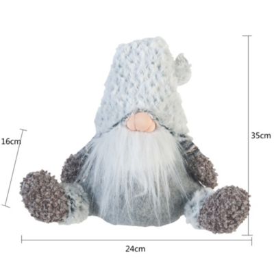 Gnome Décoratif Nain Suédois Gris Tissu Idée Cadeau 35x16x24