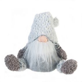 Gnome Scandinave Nain Tissu Gris Décor De Noël 35x16x24