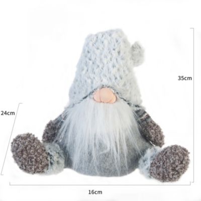 Gnome Scandinave Nain Tissu Gris Décor De Noël 35x16x24