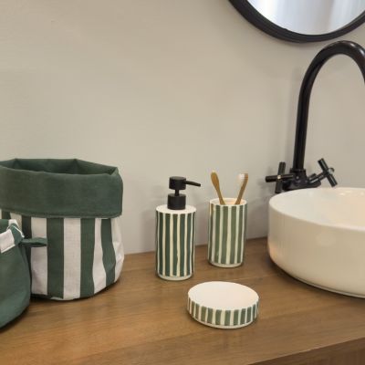 Gobelet De Salle De Bain Avec Support Brosse à Dent - Noir, Gris Bon, Vert - Hauteur 10 Cm - Neuf En Plastique PP