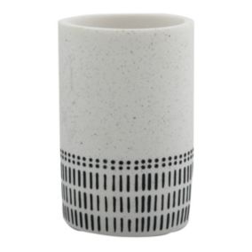 Gobelet de salle de bains blanc et noir H.11xdiam.7,2 cm, Spirella Yuma
