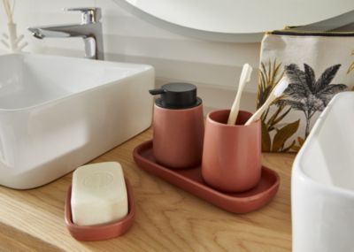 Gobelet MSV Spirella Maonie en céramique coloris terracotta Ø8,5 x H.10 cm