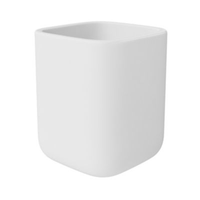 Gobelet salle de bains blanc en céramique et bambou, GoodHome Cervia