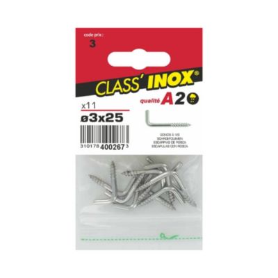 Gond à vis inox A2 Ø 3 x 25 mm (11 pièces)