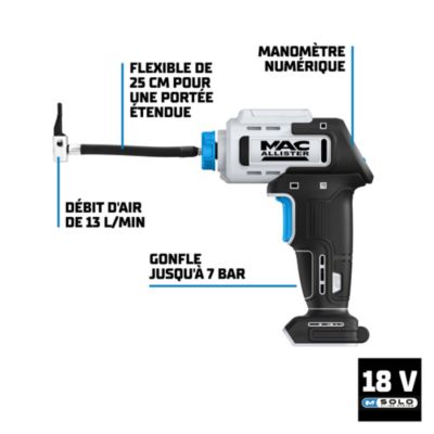 Gonfleur pneumatique sans fil 7bar 18V Mac Allister Solo