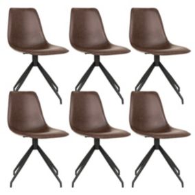 GOOP - Lot de 6 Chaises Pivotantes Simili Cuir Marron