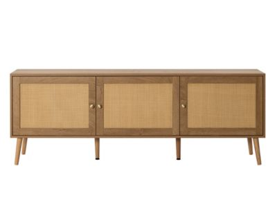 Goto - meuble tv - effet bois et cannage - 3 portes - 167 cm - Best Mobilier
