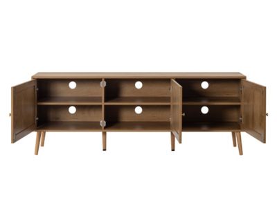 Goto - meuble tv - effet bois et cannage - 3 portes - 167 cm - Best Mobilier