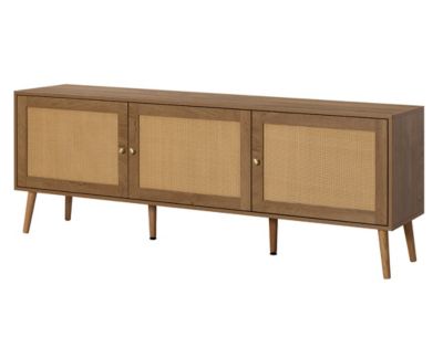 Goto - meuble tv - effet bois et cannage - 3 portes - 167 cm - Best Mobilier