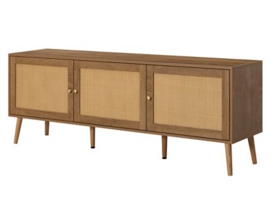 Goto - meuble tv - effet bois et cannage - 3 portes - 167 cm - Best Mobilier