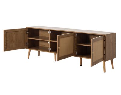 Goto - meuble tv - effet bois et cannage - 3 portes - 167 cm - Best Mobilier