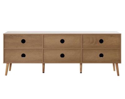 Goto - meuble tv - effet bois et cannage - 3 portes - 167 cm - Best Mobilier